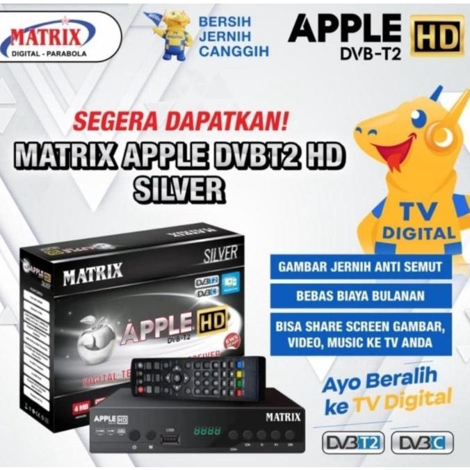 Matrix Receiver Tv Set Top Box Silver Dvb T2 Digital Paket Komplit