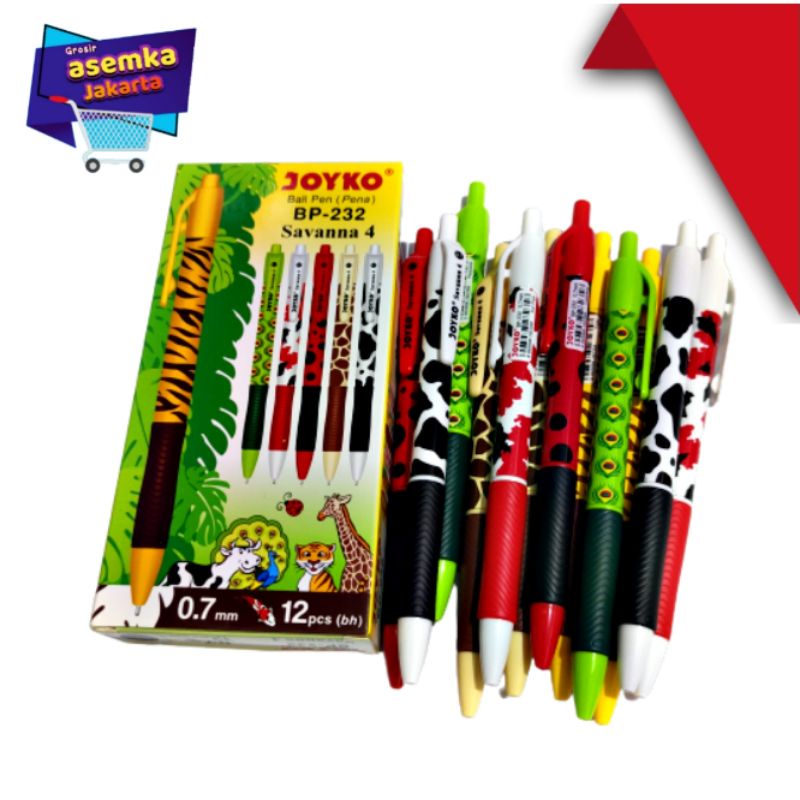 Bolpen Pulpen Motif Joyko BP-232 Savanna 4 Pena 0.7 mm isi 12pcs