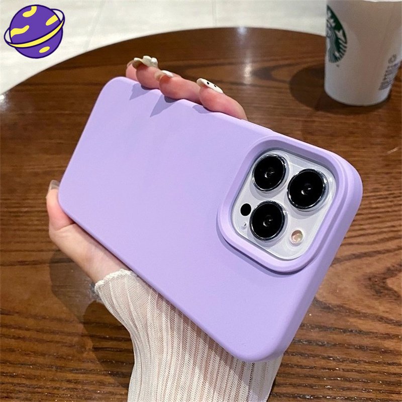 Soft Case Silikon Warna Ungu Muda Dengan Logo Untuk Iphone 13 12 11 Pro X Xs Max 6s 7 8 Plus