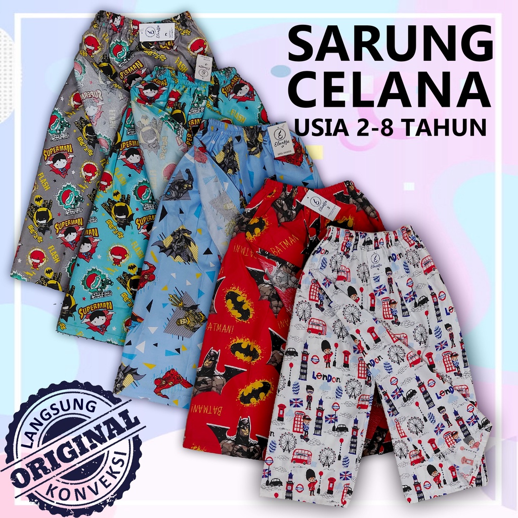 EL-NAFFA Sarung Celana Anak.Sarung Instan Anak.Sarung Anak Laki Laki Usia 2-8 thn karakter Super Hero SCKa