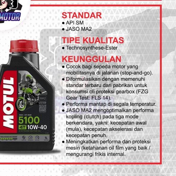 MOTUL 4 TAK 5100 10W40 1L OLI MESIN MOTOR KUALITAS PREMIUM ORIGINAL