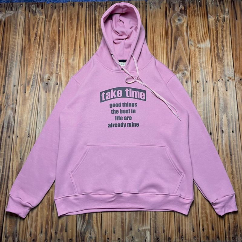 H&M HOODIE TAKE TIME | HOODIE OVERSIZE WANITA |HOODIE PINK PASTEL