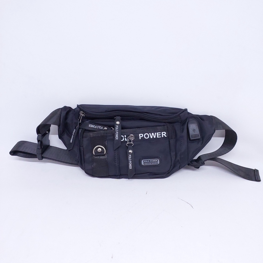Tas Pinggang Polo Power bahan PARASUT ANTI AIR + USB MURAH BARU ORIGINAL / Tas Selempang parasut polo power + usb COLORFULL MURAH BARU / WAIST BAG POLO POWER BAHAN BALON KARET ANTI AIR MURAH / TAS PINGGANG POLO MURAH + USB / TAS PINGGANG MURAH POLO POWER