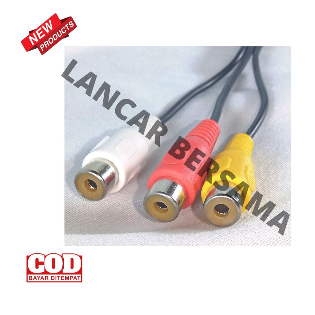 KABEL JACK AV 3.5MM GARIS 3 TO 3 RCA FEMALE - 3.5 MALE TO 3 RCA FEMALE