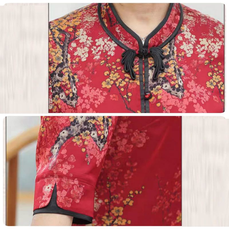 MDLV ~ 0108# CNY Wealthy Cheongsam Blouse Silk Satin Import