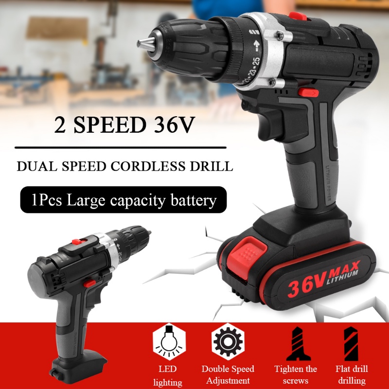 36V Mesin Bor Baterai Tangan Cordless Drill Battery impact drill Cordless Electric Drill Impact Cordless Electric Drill