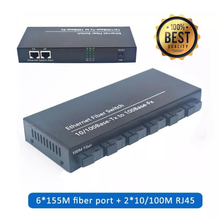 Ethernet Fiber Optical Media Converter Digital Video 6SC-2RJ45 UTP LAN