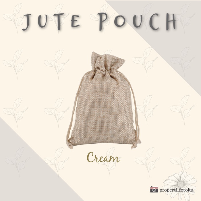 Pouch Jute size : 17 x 23 cm / pouch kopi / pouch goni - Cream