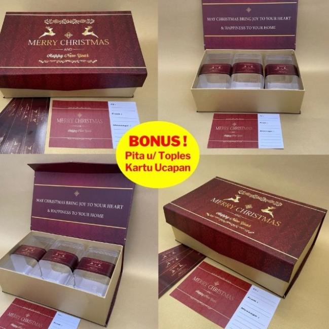 

Hardbox natal / hampers christmas / kotak kado merah / box kue kering