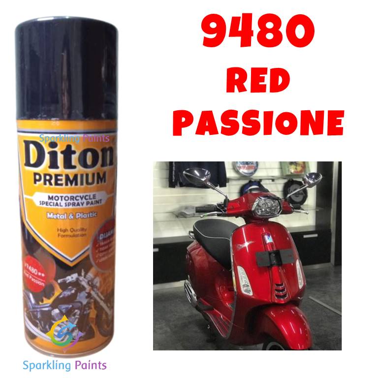 Pilox Diton Premium Red Passione 9480 400ml Warna Merah Kilap Vespa Pespa Cat Semprot 9480**