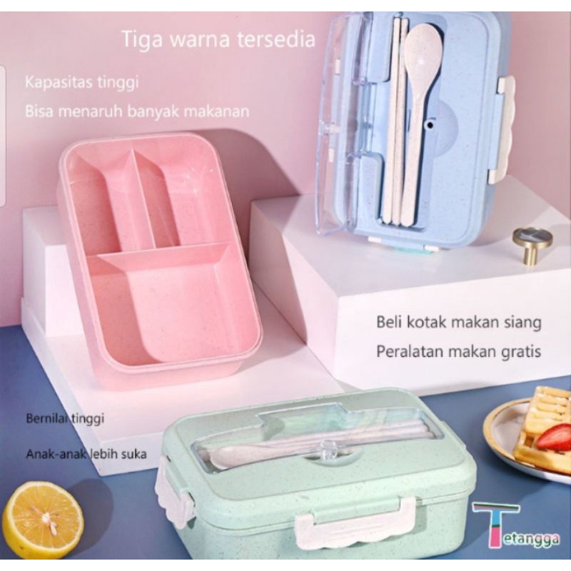 Kotak Bekal 2SSN  Tempat Makan Jerami Lunch Box Set Gandum Wheat Tempat Bento Portable