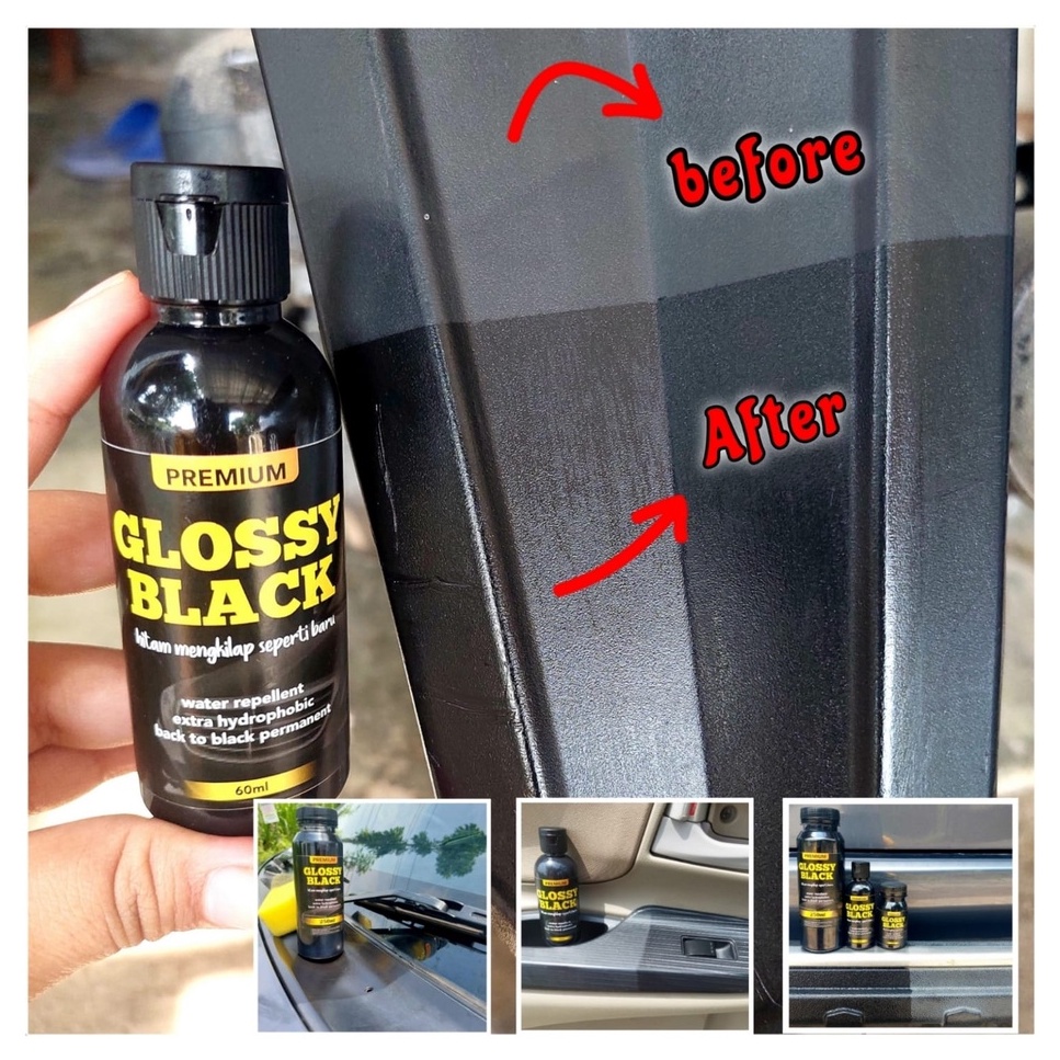 GLOSSY BLACK Penghitam Body Motor / Mobil Permanen 60ml