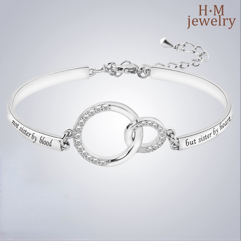 Gelang Tangan Sterling Silver 925 Motif Print Tulisan Simple Untuk Wanita 2022