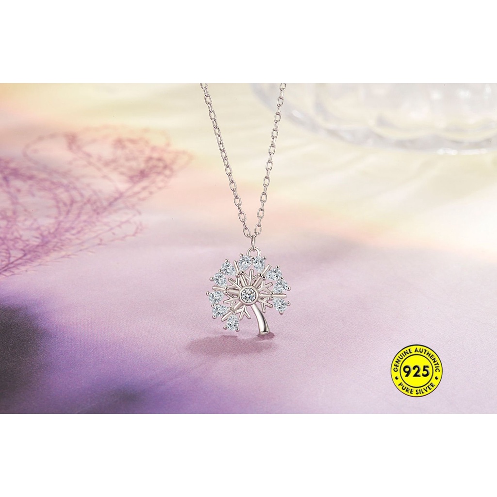 Kalung Rantai Dengan Liontin Bunga Dandelion Hias Berlian Imitasi Untuk Wanita U1395