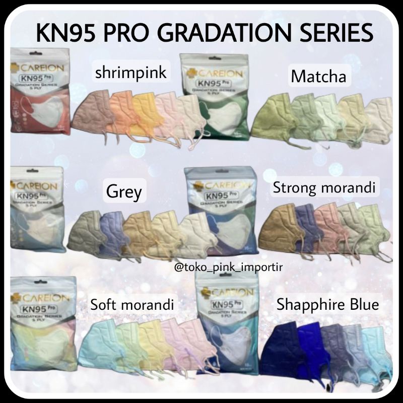 MASKER KN95 PRO CAREION GRADASI GRADATION SERIES ISI 10PCS | MASKER KN95 KN PRO GRADASI SERIES | MASKER CAREION HYBRID GRADATION SERIES | MASKER KN95 PRO CAREION MIX WARNA PACK ISI 10PCS