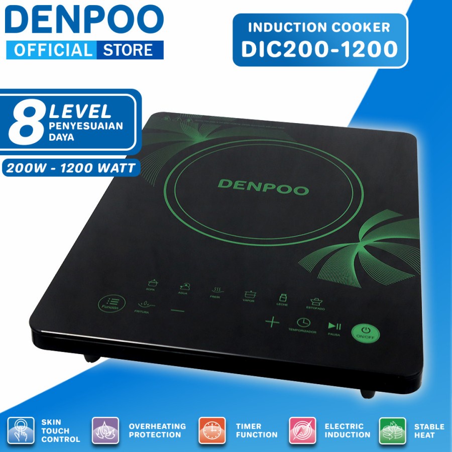 DENPOO Kompor Listrik Induksi Touch Screen DIC 200-1200 (Low Watt)