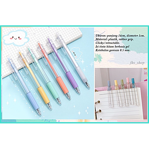 

Pulpen Gel Pastel Tinta Hitam Bulpen Gel Pulpen Aesthetic Pastel Clear Clicky Gel Pen 0.5 MM