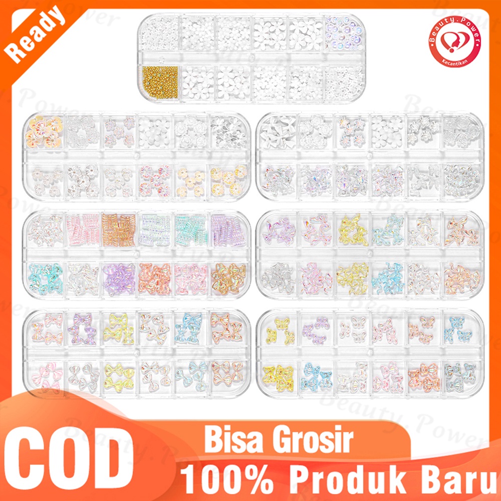 Hiasan Kuku 3D Bentuk Pita / Beruang /Camellia Glitter Untuk Nail Art / Manicure DIY