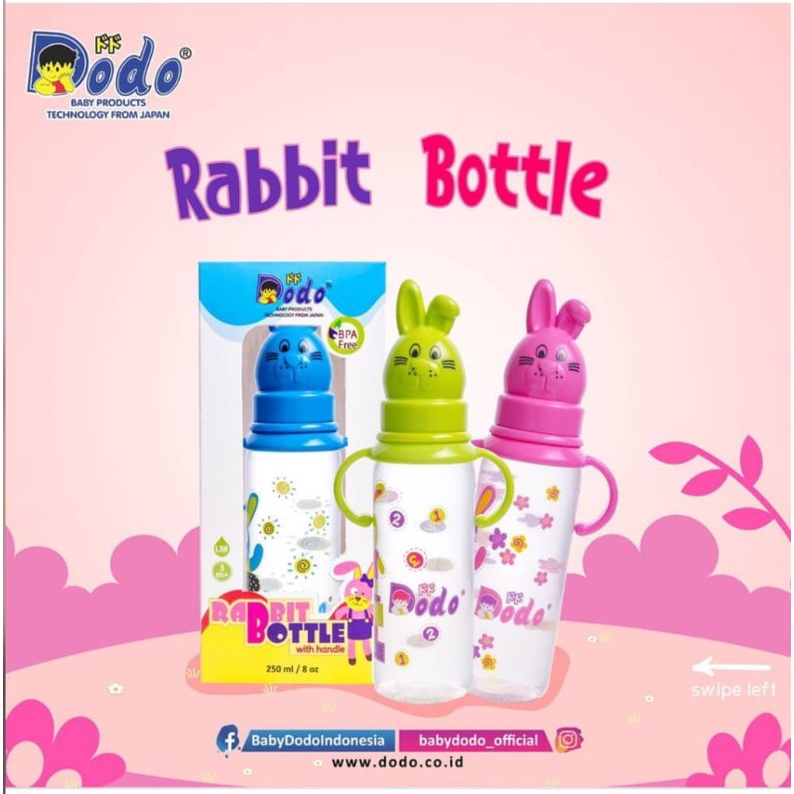 Bottle rabbit with handle 250ml/Dot susu