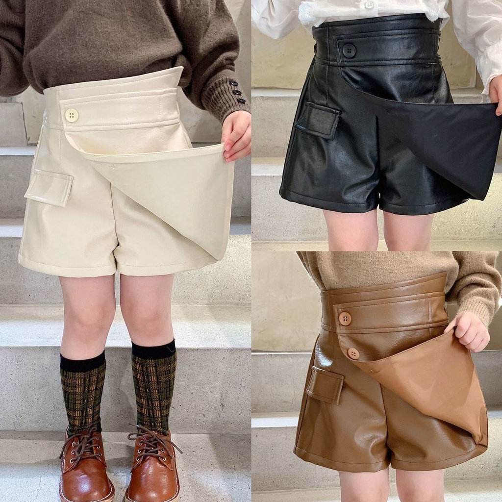 LEATHER mini celana rok anak perempuan outfit korea style 3-10th