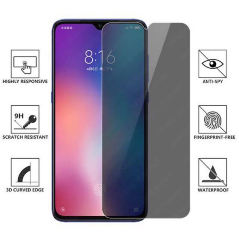 TEMPERED GLASS ANTI SPY OPPO F9 F9 PRO F11 F11 PRO F15 F17 F17 PRO F19 F19 PRO F19 PRO+