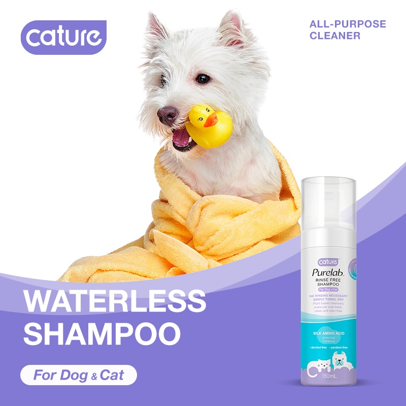 CATURE PureLab Series Rinse Free Shampoo (No Water Needed) 150mL For Cats &amp; Dogs - Shampoo Tanpa Bilas Untuk Anjing &amp; Kucing