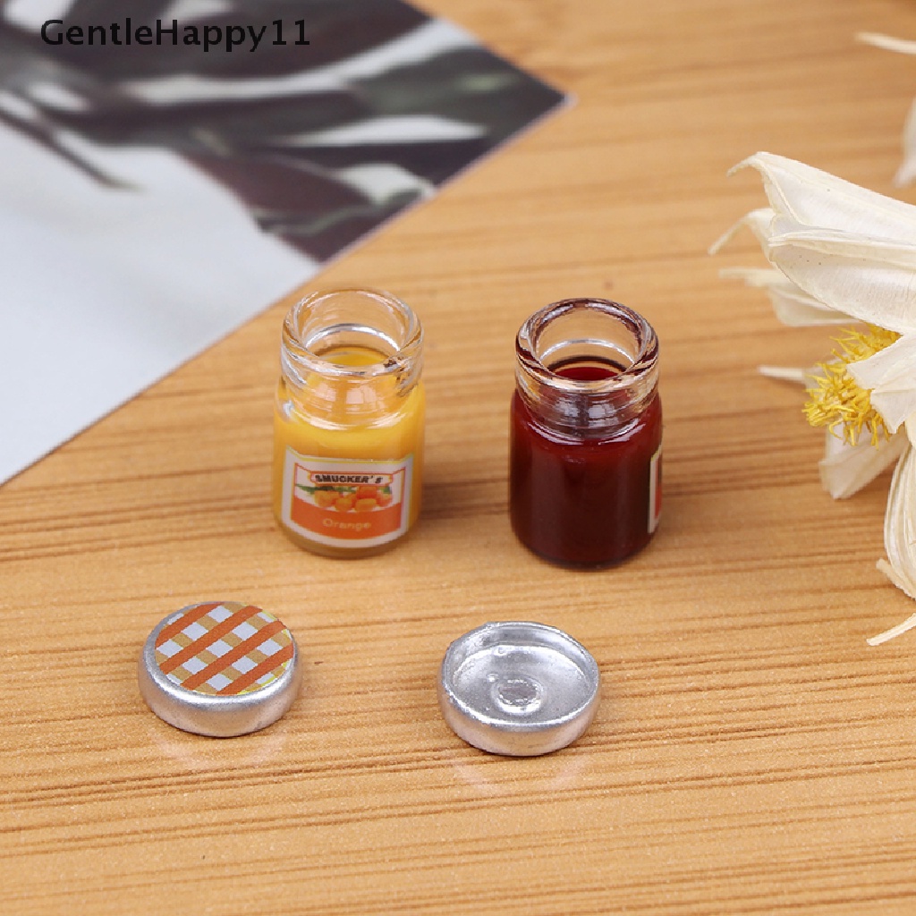 Gentlehappy 2PCS Miniatur Selai / Madu / strawberry Skala 1: 12 Untuk Rumah Boneka