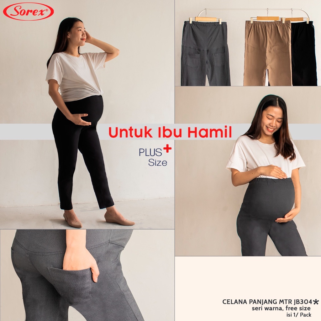 SOREX (1pcs) Celana Panjang Legging Hamil Kantor Freesize Big Size Bamboo 303 304 7004 401 402