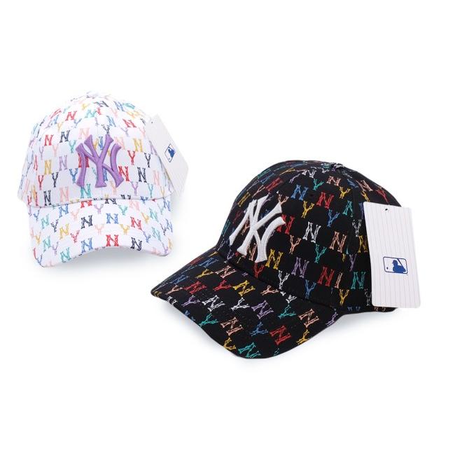 MLB New York Yankees Monogram Rainbow Structured Ball Cap - Black