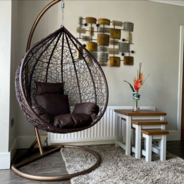 Ayunan Rotan Sintetis Modern Ayunan Rotan Sintetis Tiang Besi Terbaru