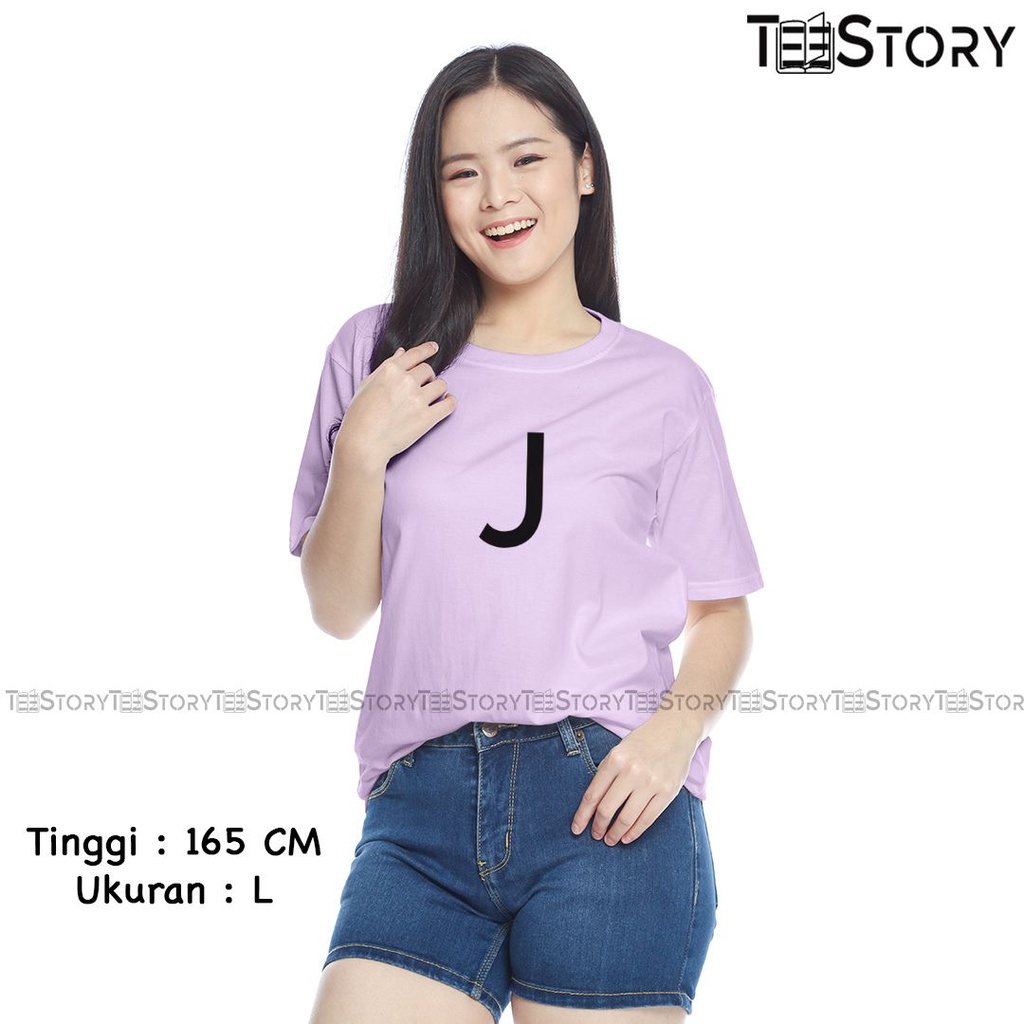 KAOS J ALPHABET INISIAL HURUF LUCU ATASAN BAJU T-SHIRT FASHION WANITA PRIA COWOK CEWEK KATUN PREMIUM