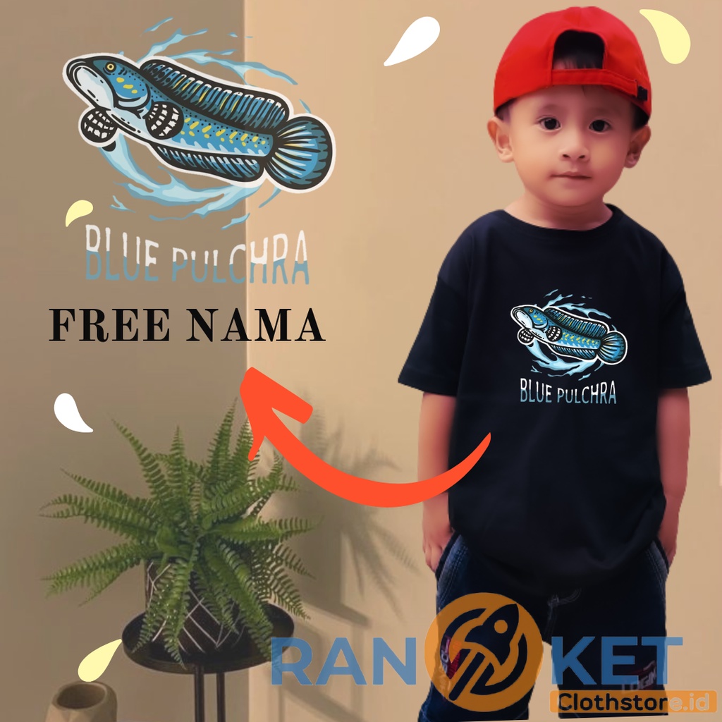 Chana - Kaos anak Ikan Channa Blue Pulchra Kaos Anak Custom Kaos Anak Sablon DTF Laki laki dan Perem