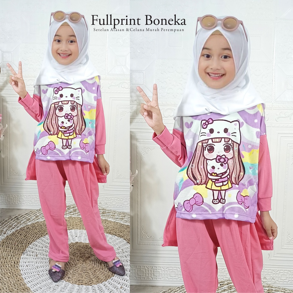 CF Kids Setelan Anak FullPrint Boneka