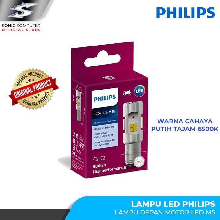 LAMPU DEPAN LED PHILIPS M5 ORIGINAL 100% BEAT FI VARIO 125 MIO M3 DLL ARUS DC