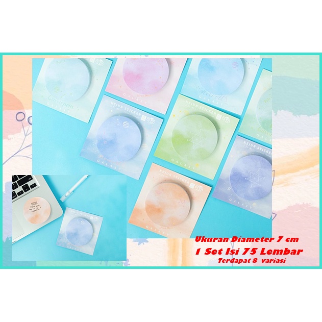 

75 Lembar Sticky Note Sticky Notes Kertas Memo Buku Tulis Sticky Notes Aesthetic Sticky Notes Lucu Galaxy Round Sticky Notes Diameter 7 cm