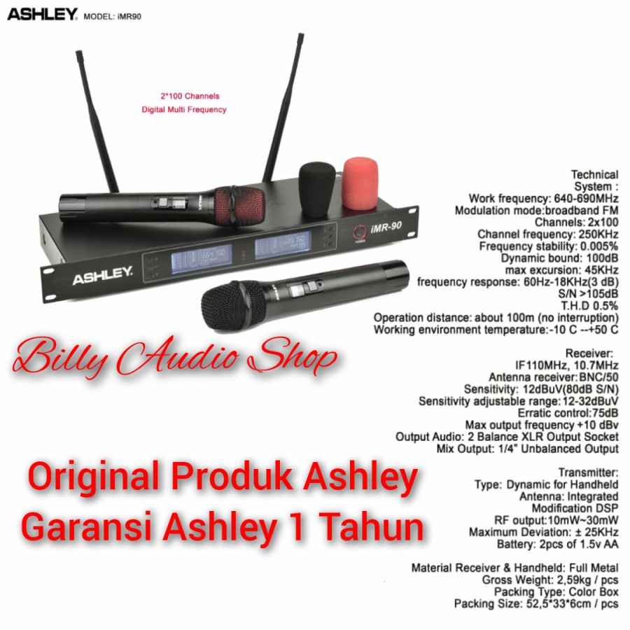 Mic Wireless Ashley iMR90 / IMR90 2 Mic Pegang Produk Ashley