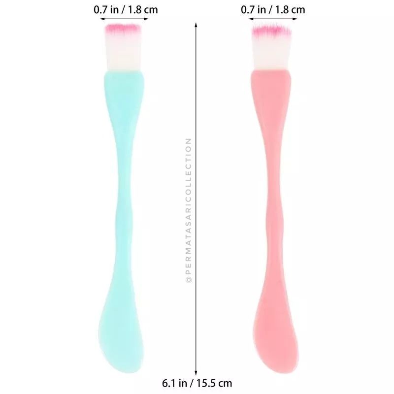 Kuas Masker 2 Sisi Wajah Gagang Kuas Putih Pink / Mask Brush Premium 2 in 1 2in1