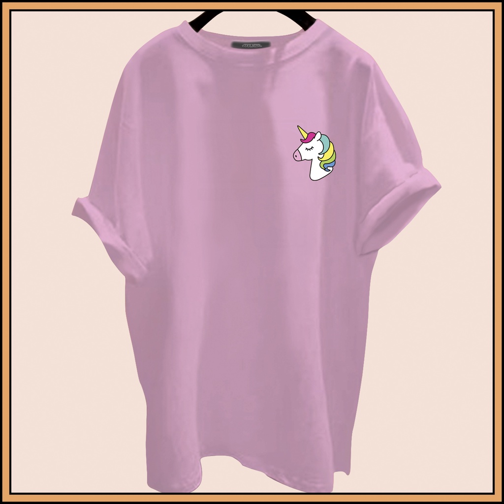 CALVIERO SHOP - BAJU KAOS ATASAN WANITA PRINT UNICORN RAINBOW GALAXY PRINT