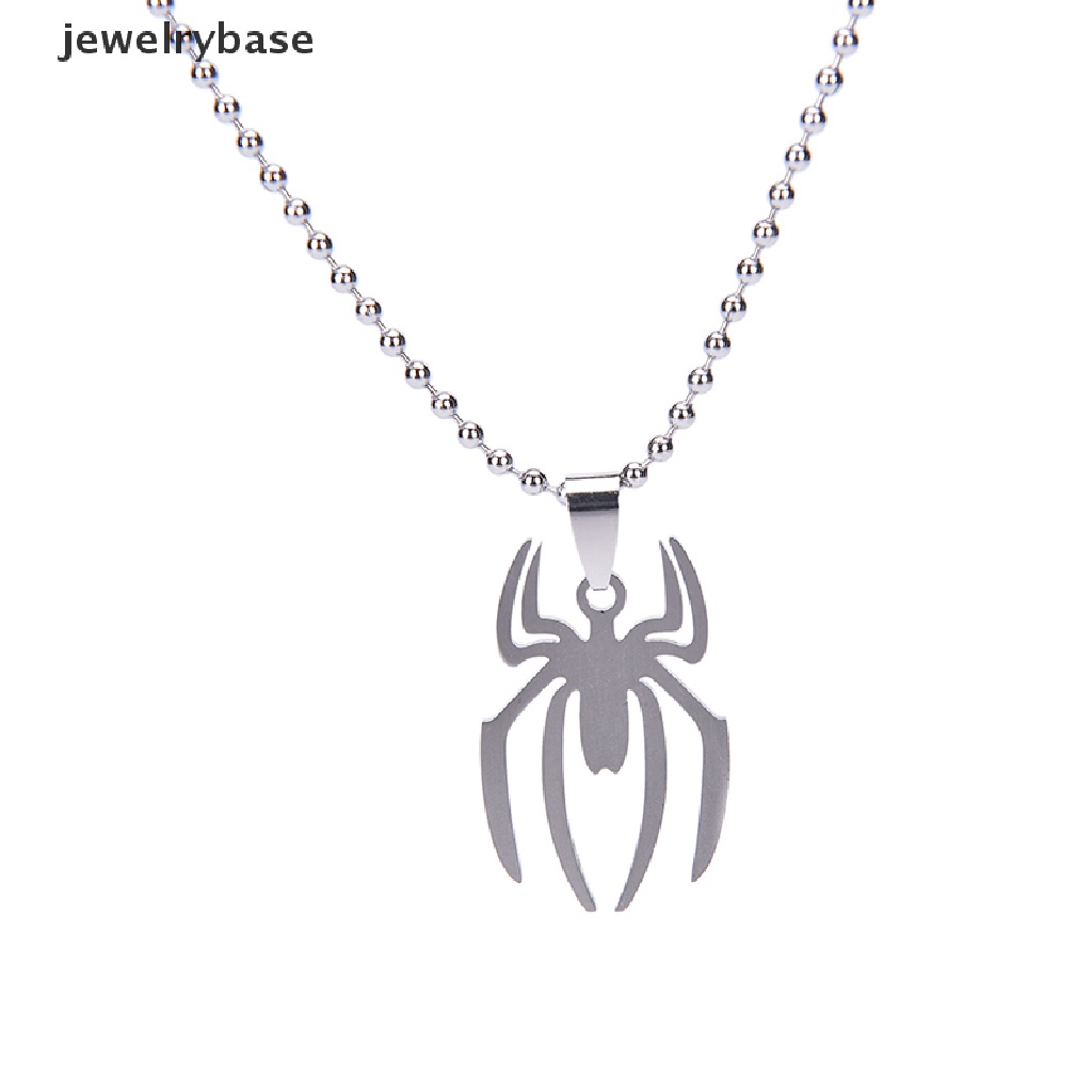 Kalung Liontin Laba-Laba Marvel Super Heroes Bahan Stainless Steel Warna Silver