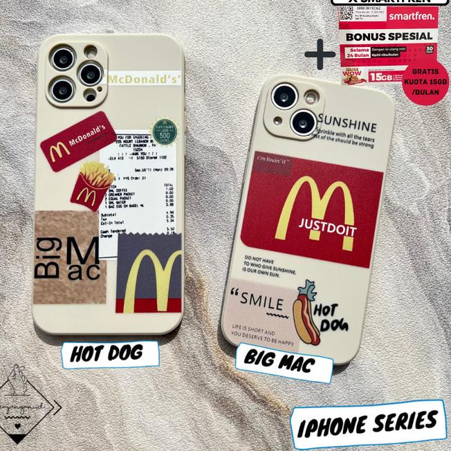 MCD Mcdonald Case Iphone 6 6S 7 8 PLUS X XS XR 11 PRO MAX Casing Lucu - HOT DOG, 6 / 6S
