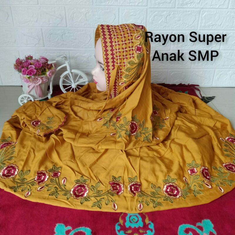 Mukena Anak Terusan SD SMP Bordir Rayon Premium Adem