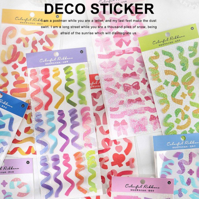 

Sticker Deco Colorful Ribbon Stiker Scrapbook Diary Jurnal DIY Decoration