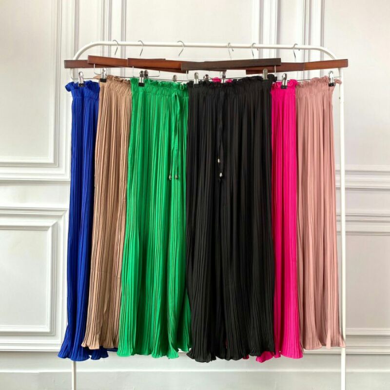 CELANA PLEATS LILY ORIGINAL IMPORT/CELANA KULIT PLISKET PREMIUM /BANGKOK PANTS