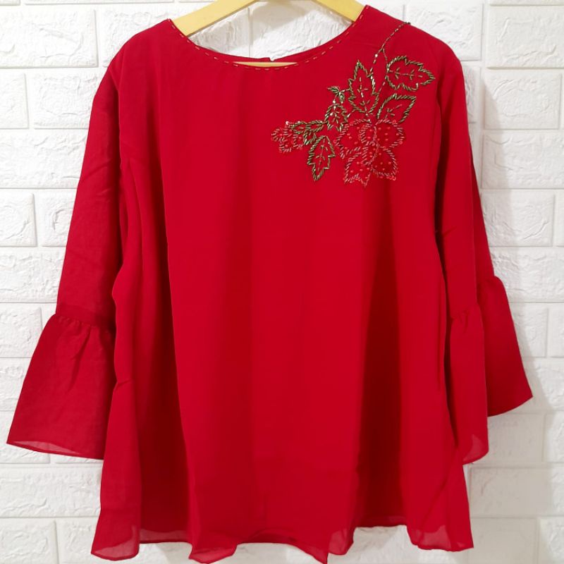 ATASAN BLOUSE BLUS PAKAIAN BAJU WANITA IMPORT FASHION JUMBO TERBARU 2021 SIFON CHIFFON BAWAH KARET B