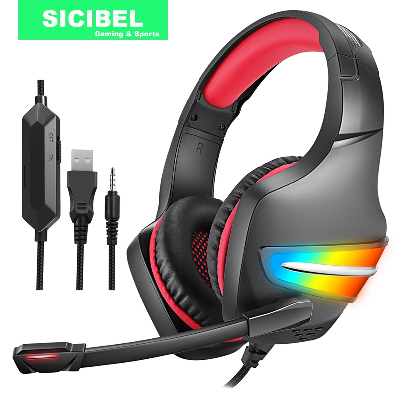Sicibel G106 Headset Gaming Dengan Mic + Lampu RGB Untuk PC / PS4 / PS5 / Xbox One