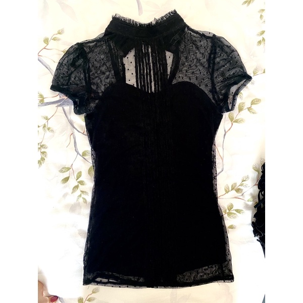 650k guess original baju hitam brokat renda
