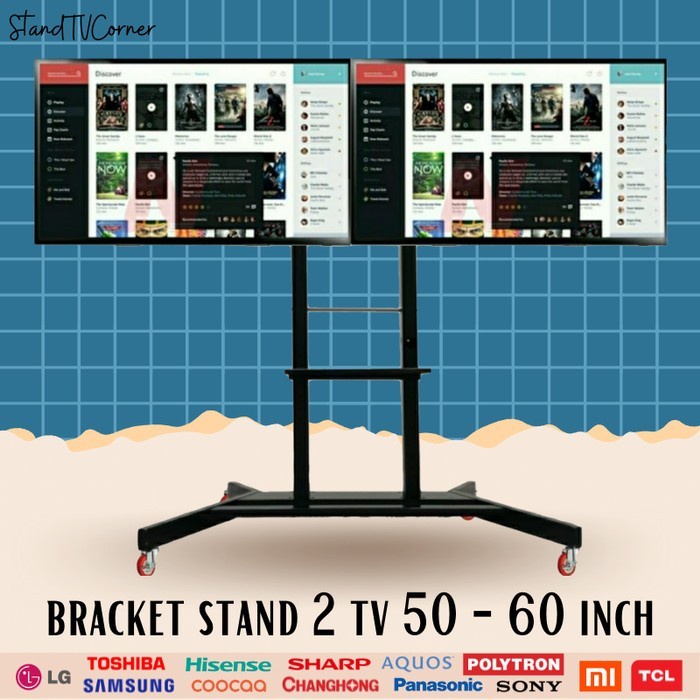 Bracket Stand 2 TV 55 sampai 60 inch IMPORT KANAN KIRI