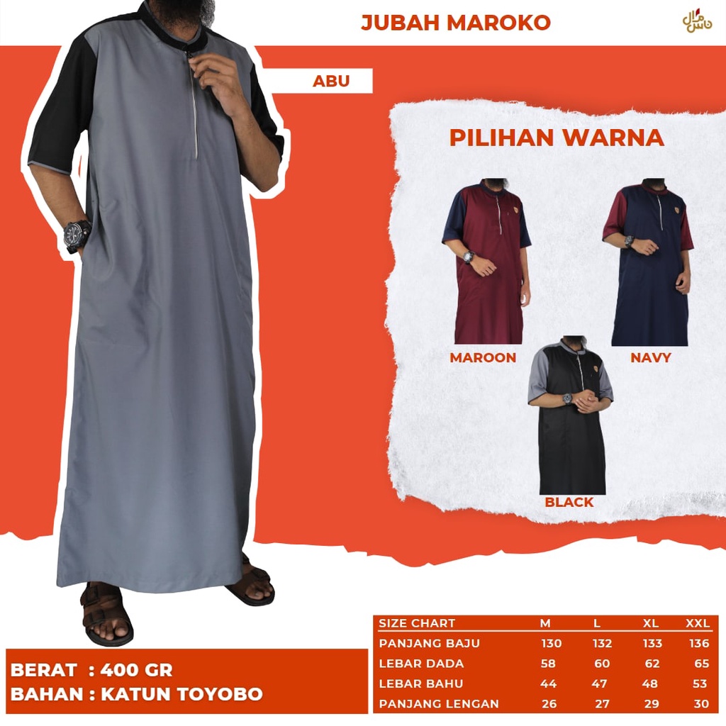 JUBAH PRIA MODEL MAROKO BAHAN TOYOBO