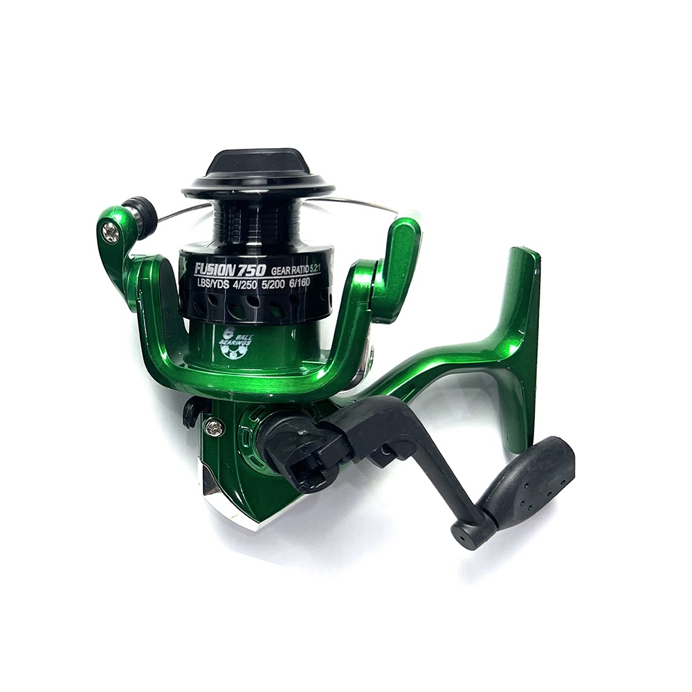 GULUNGAN REEL PANCING METAL SPOOL BESI 750 FUSION WARNA BIRU HIJAU 6BB SPINNING REEL MURAH DRAG 6 KG