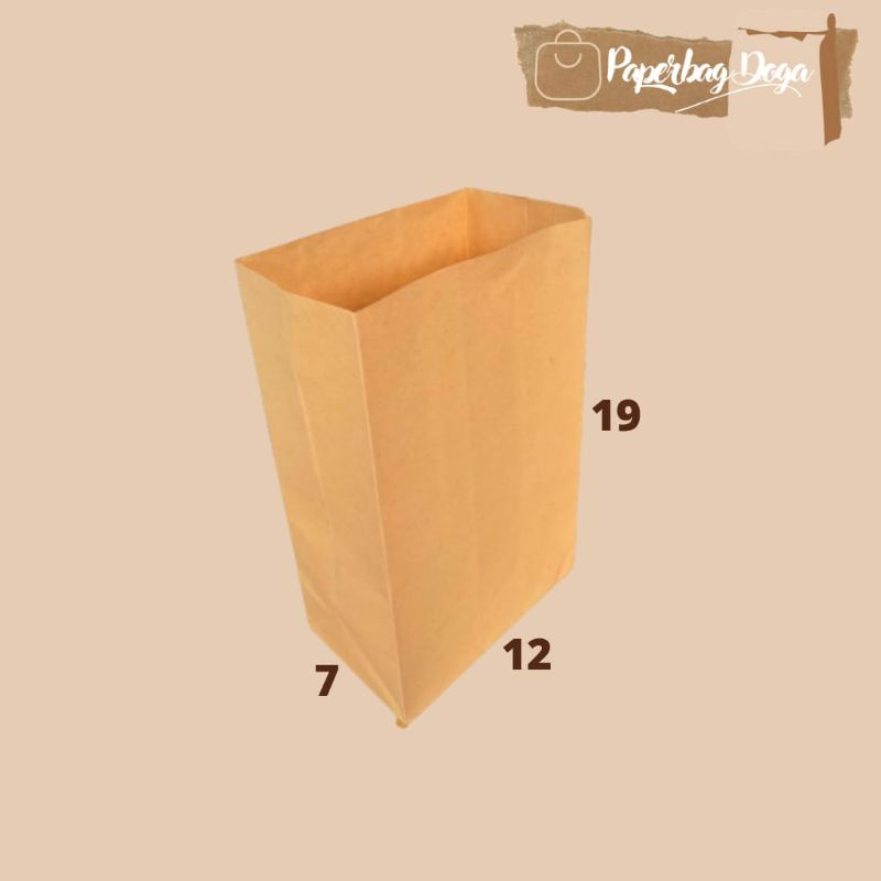 

(ISI 50) KANTONG KERTAS COKLAT GORENGAN PACKAGING MAKANAN FOOD GRADE 12x7x19